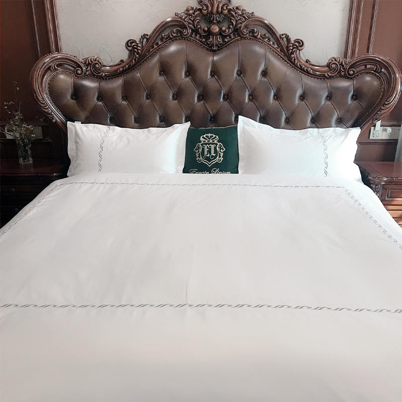 Hotel bestickter Bettwäsche Set einfach Satin Stoff reines Baumwoll T300