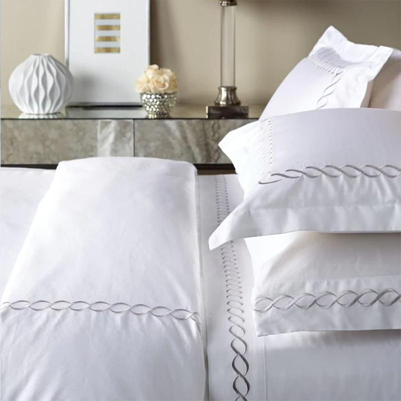 Exquisite silbergestickte Hotel Quilt Cover Set reines Baumwollsatin 330t