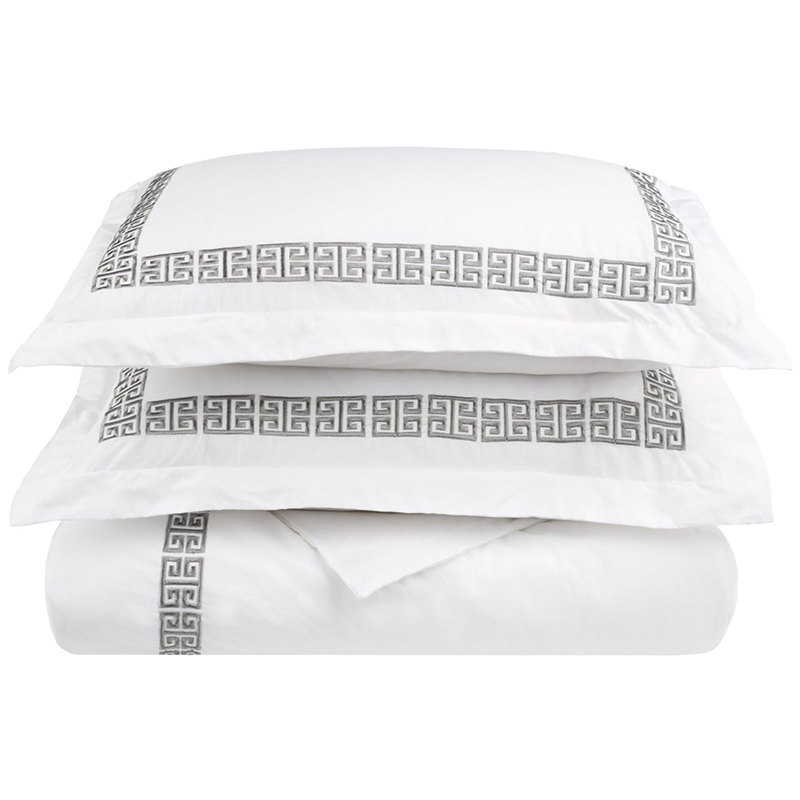 Premium Hotel bestickter Bettblätter Set 400TC Plain Satin White