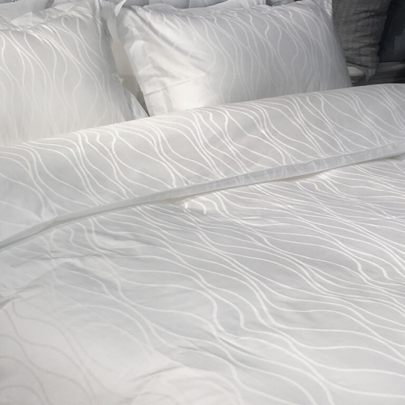 Reines Baumwollsatin Jacquard Wasserwellenhotel Textil Bettwäsche