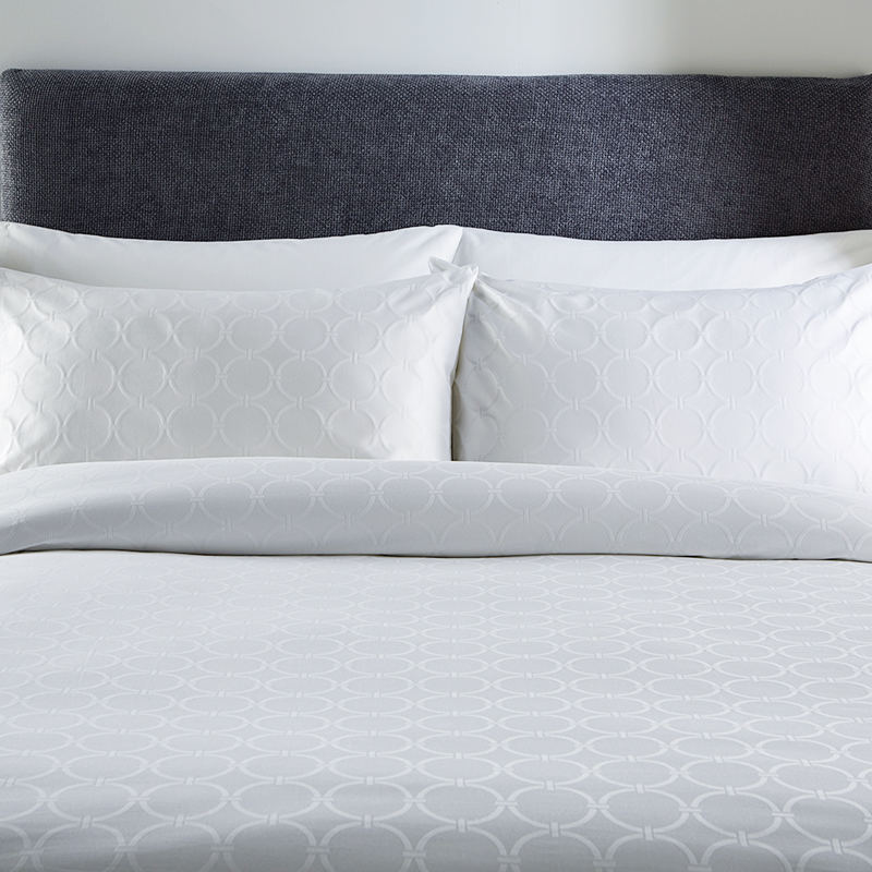 T250 Langes Grundnahrungsmittel Baumwoll weiße kreisförmige Jacquard Hotel Bettwäscheblätter
