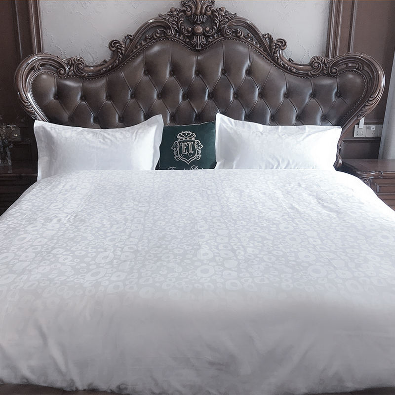 60s rein weiße Baumwollt300 Hotel Jacquard Bettwäsche Sets
